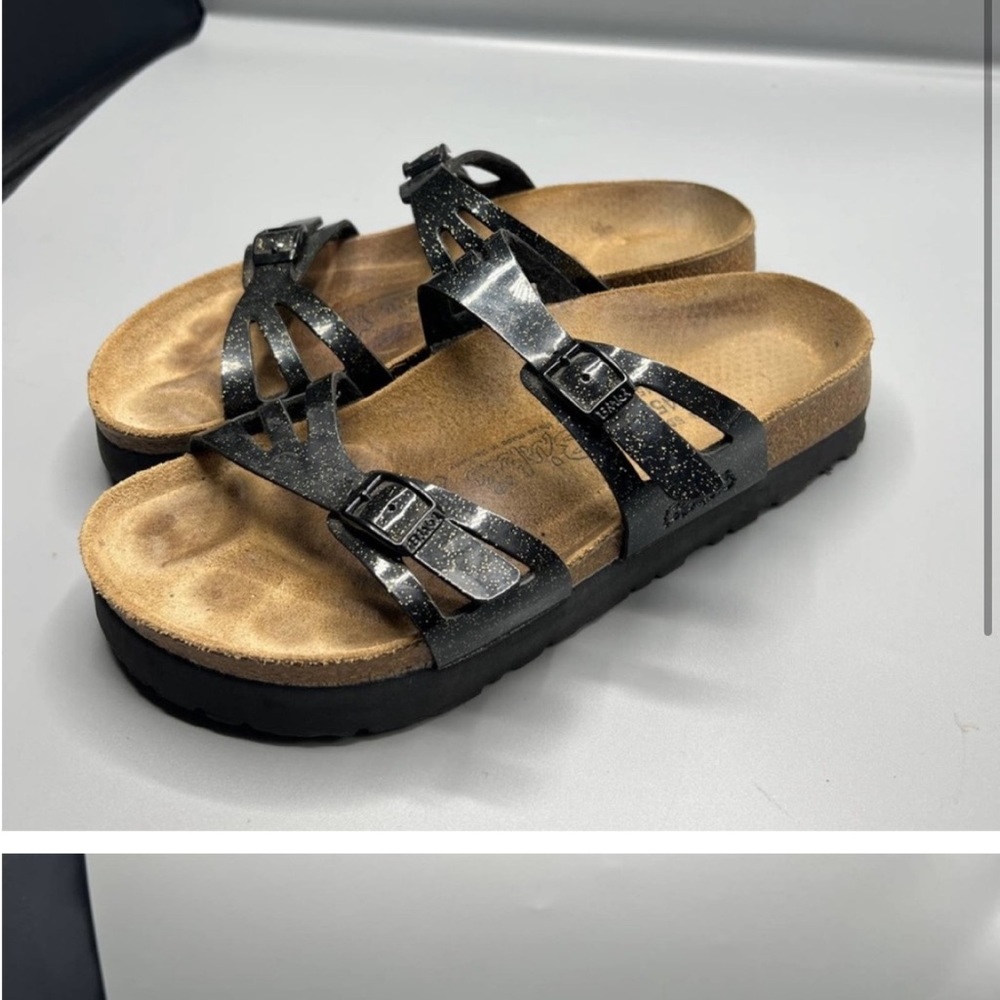 Birkenstock Birki Platform Black Sparkly Granada Sandals
